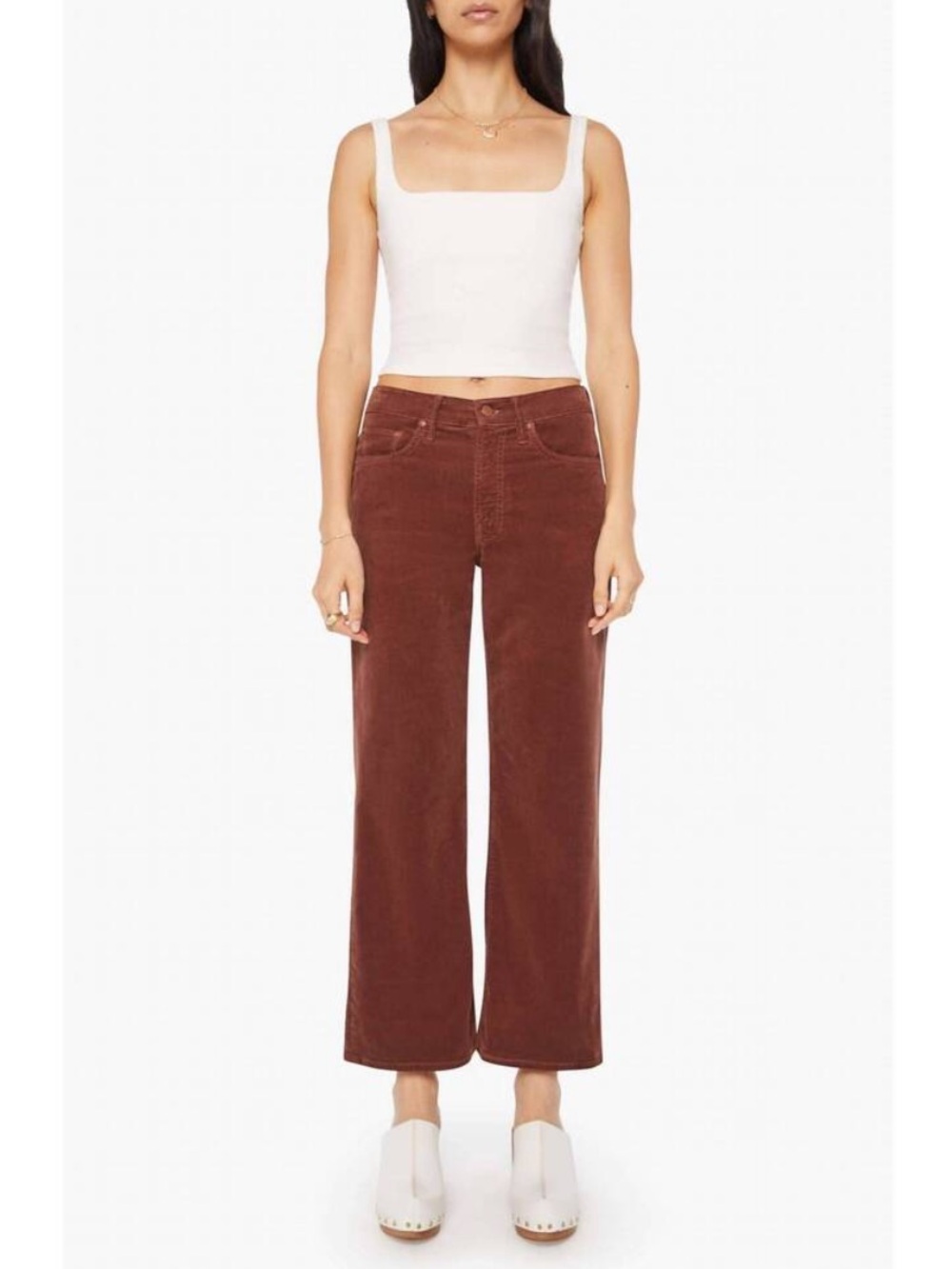 Mother Jeans The Mid Rise Maven Ankle in Aztec Brown Corduroy